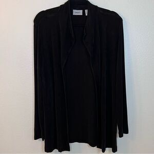 Chico’s Cardigan Travelers Fabric Black Size 1 (Med 8) Open Front Long Sleeve